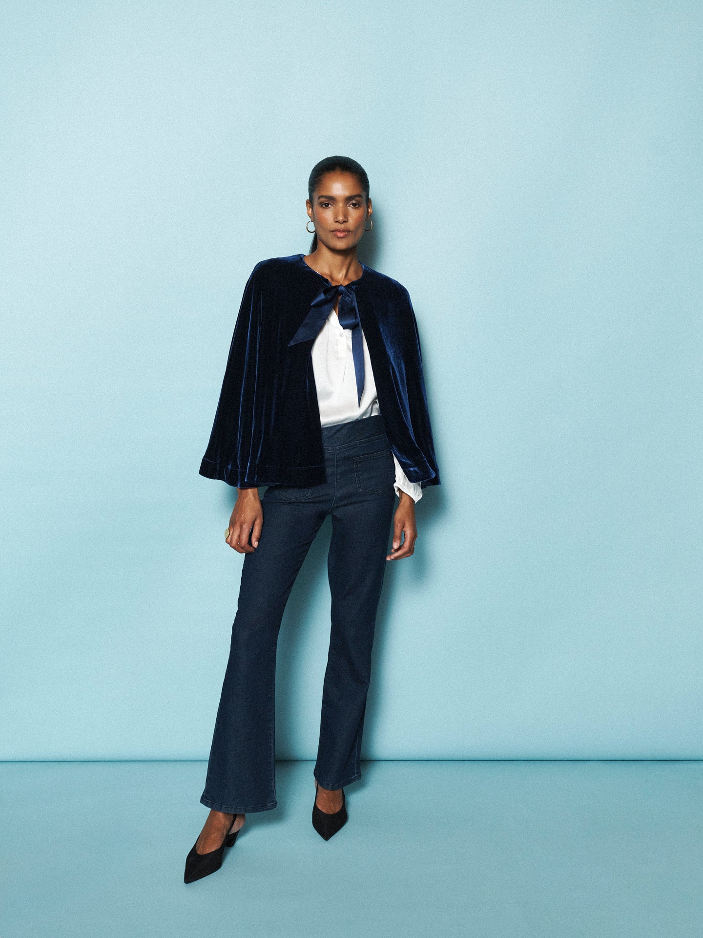 Cosette silk blend velvet cape - Midnight