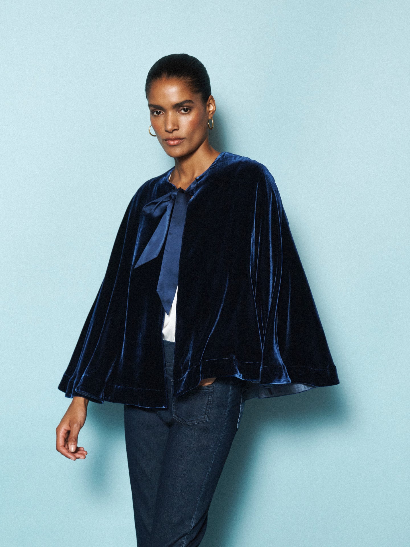 Cosette silk blend velvet cape - Midnight