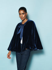 Cosette silk blend velvet cape - Midnight