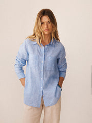 Carla linen shirt - Chambray blue | NRBY Clothing