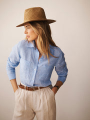 Carla linen shirt - Chambray blue | NRBY Clothing