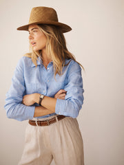 Carla linen shirt - Chambray blue | NRBY Clothing