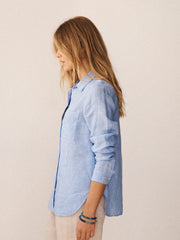 Carla linen shirt - Chambray blue | NRBY Clothing