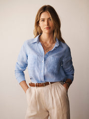 Carla linen shirt - Chambray blue | NRBY Clothing