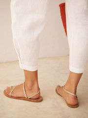 Nicole linen trouser - White