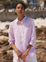 Carla linen shirt - Pink / Turquoise