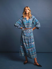 Carly silk watercolour splash maxi dress