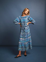 Carly silk watercolour splash maxi dress