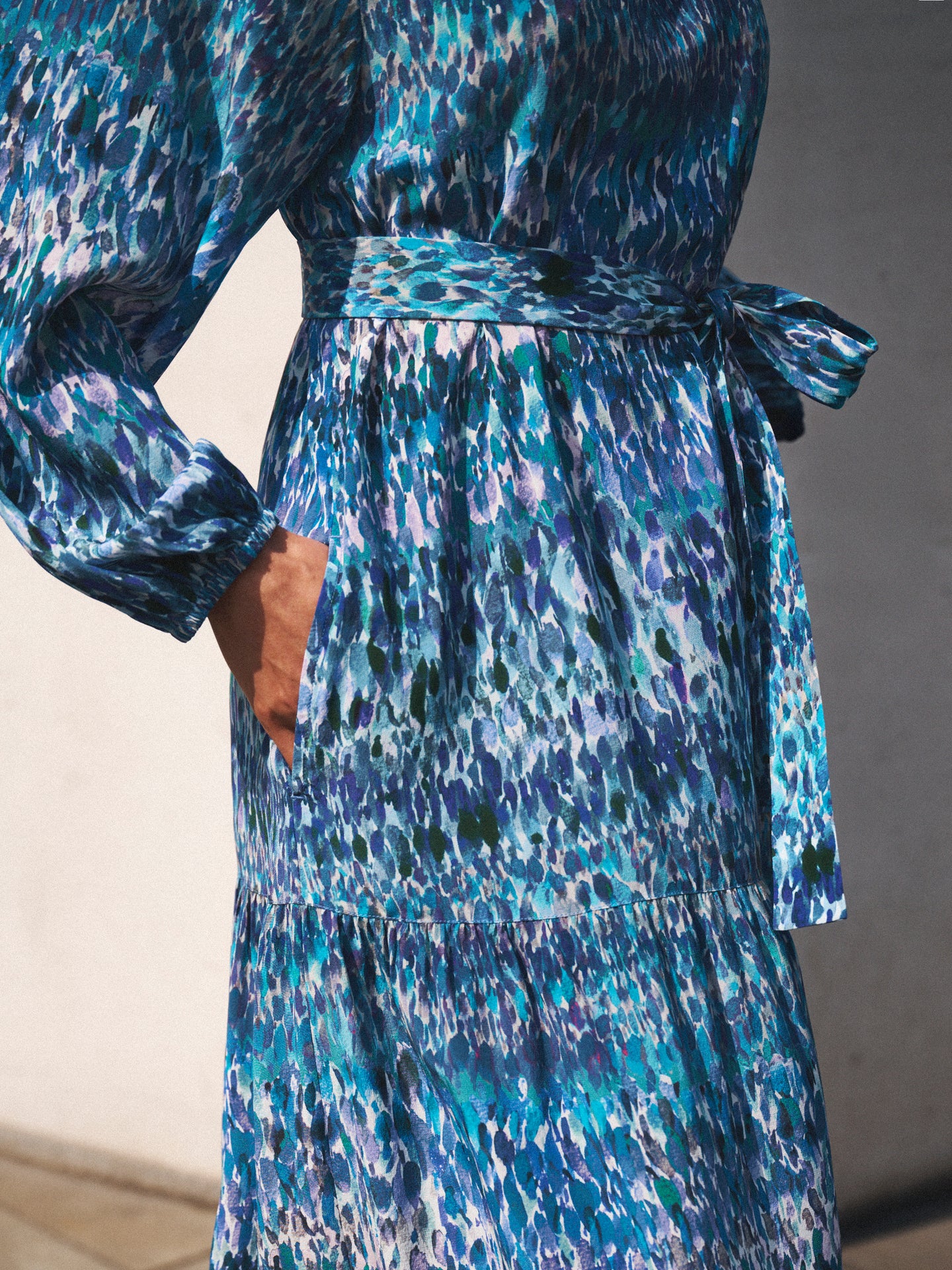 Carly silk watercolour splash maxi dress