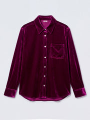 Chiara Silk Blend Velvet Shirt - Crushed Berry
