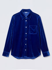 Chiara Silk Blend Velvet Shirt - Lapis Blue