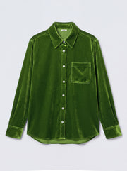 Chiara silk blend velvet shirt - Moss Green | NRBY Clothing