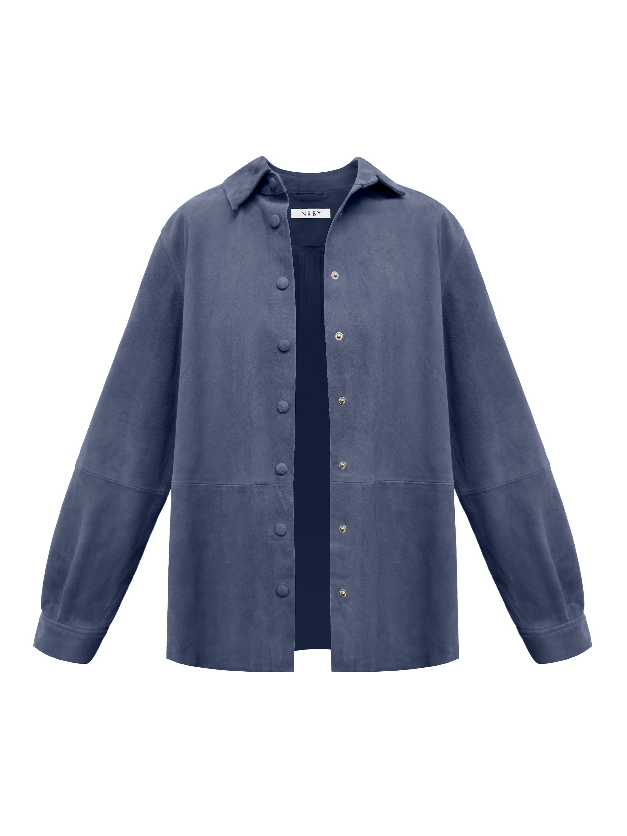 Chiara Suede Shirt in Denim Blue | NRBY Clothing
