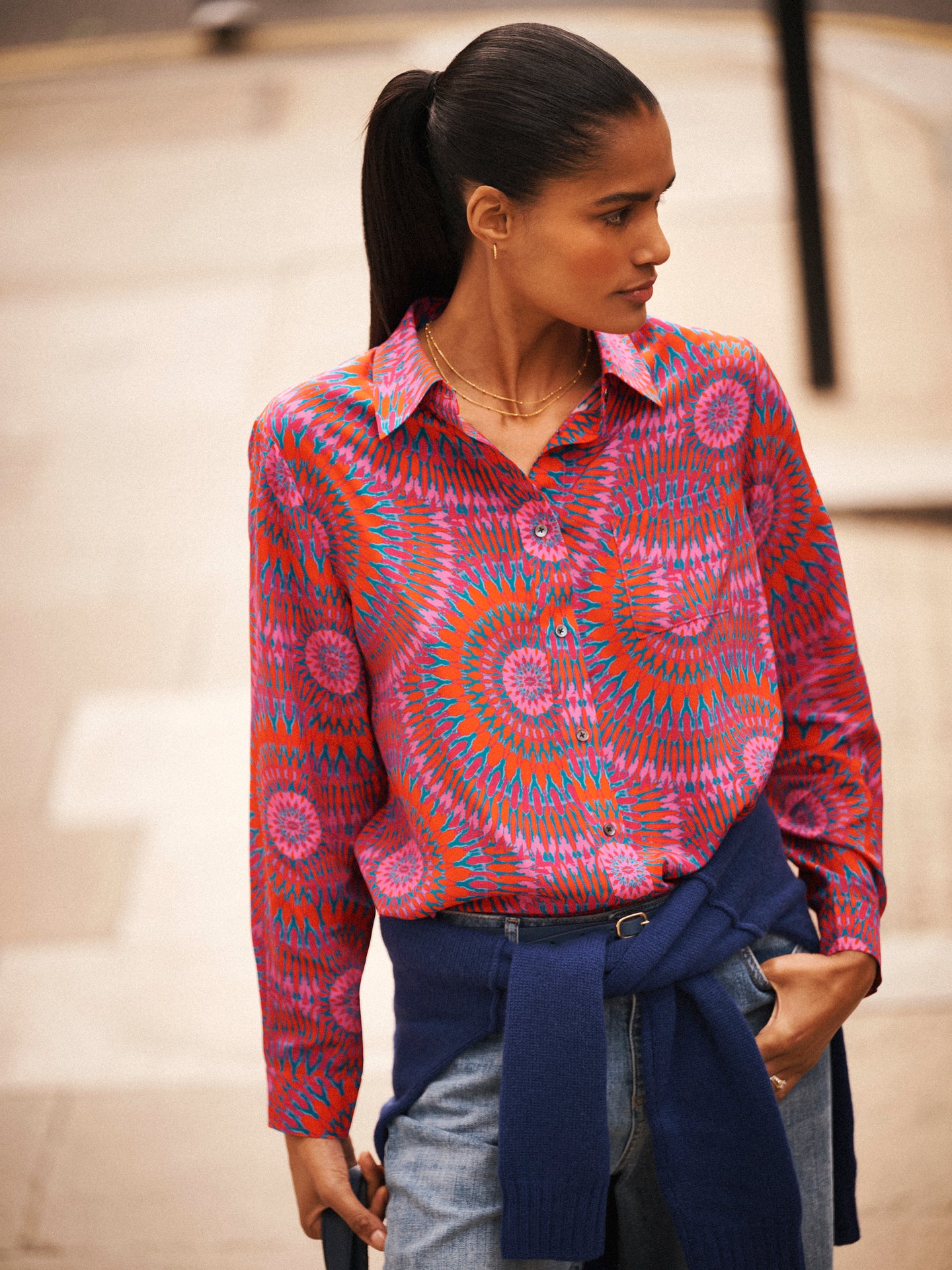 Chiara silk pink batik shirt