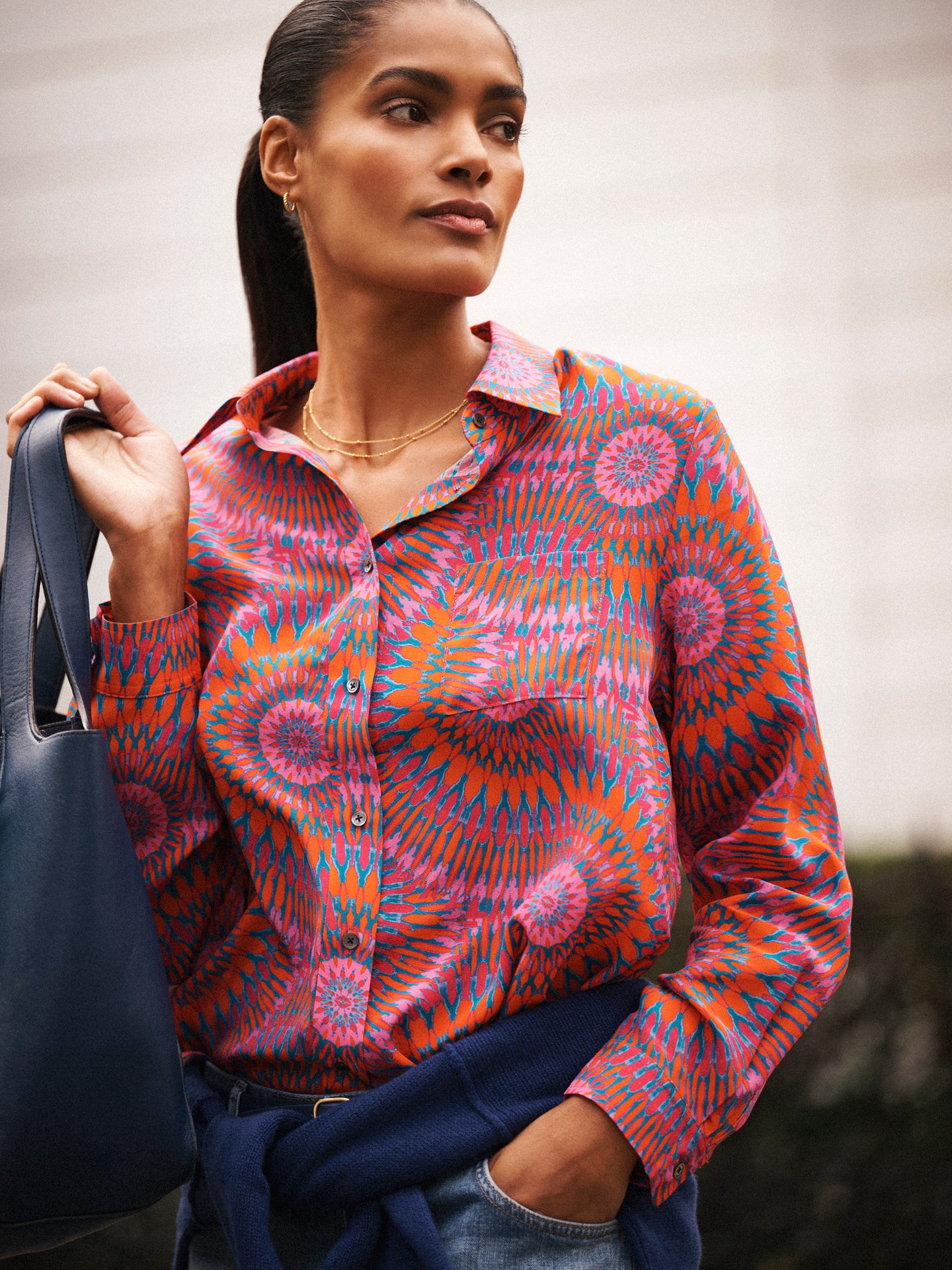 Chiara silk pink batik shirt