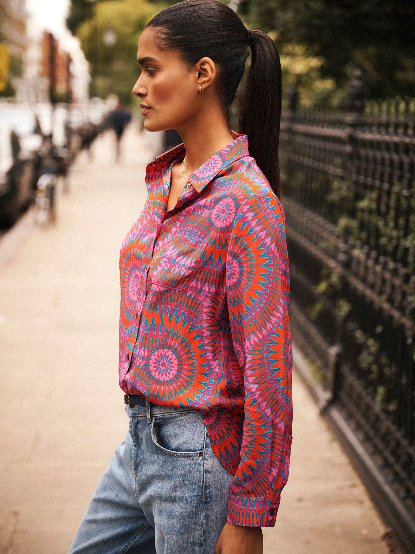 Chiara silk pink batik shirt