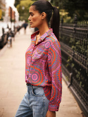 Chiara silk pink batik shirt