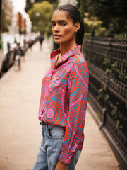 Chiara silk pink batik shirt
