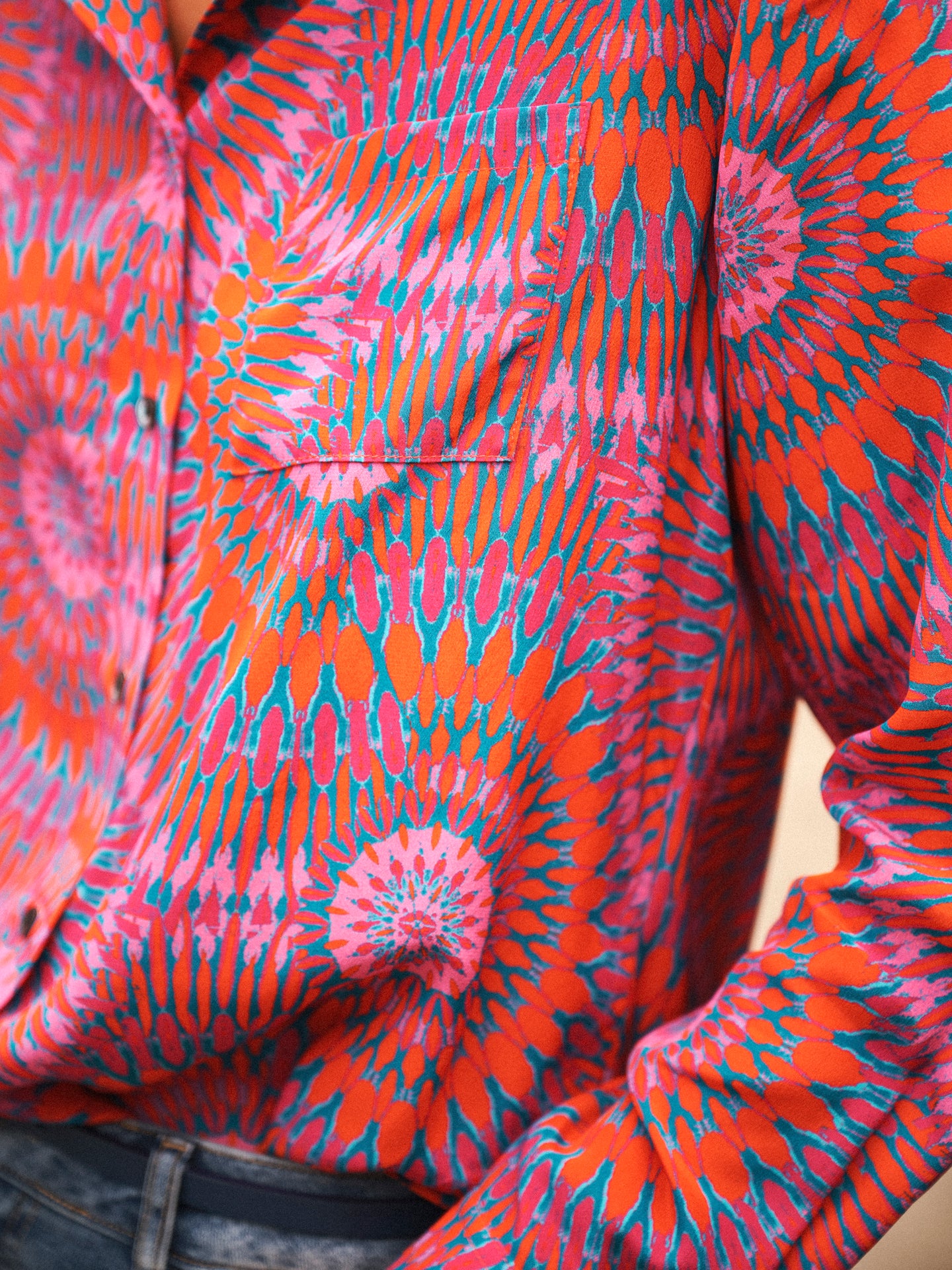 Silk Shirt & Silk Palazzo Trouser - Pink Batik