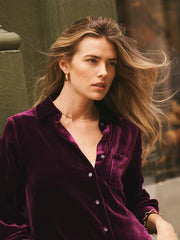 Chiara Silk Blend Velvet Shirt - Crushed Berry