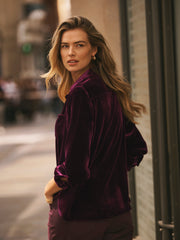 Chiara Silk Blend Velvet Shirt - Crushed Berry