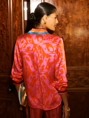 Chiara silk satin scarf print shirt | NRBY Clothing