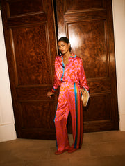 Chiara silk satin scarf print shirt | NRBY Clothing