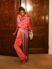 Thea silk satin scarf print trouser | NRBY Clothing