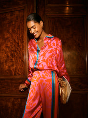 Chiara silk satin scarf print shirt | NRBY Clothing