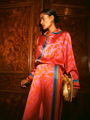 Chiara silk satin scarf print shirt | NRBY Clothing