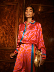 Chiara silk satin scarf print shirt | NRBY Clothing