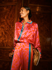 Chiara silk satin scarf print shirt | NRBY Clothing
