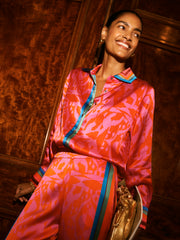 Chiara silk satin scarf print shirt | NRBY Clothing