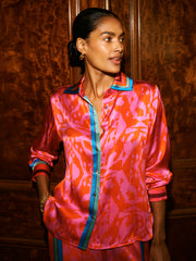 Chiara silk satin scarf print shirt | NRBY Clothing