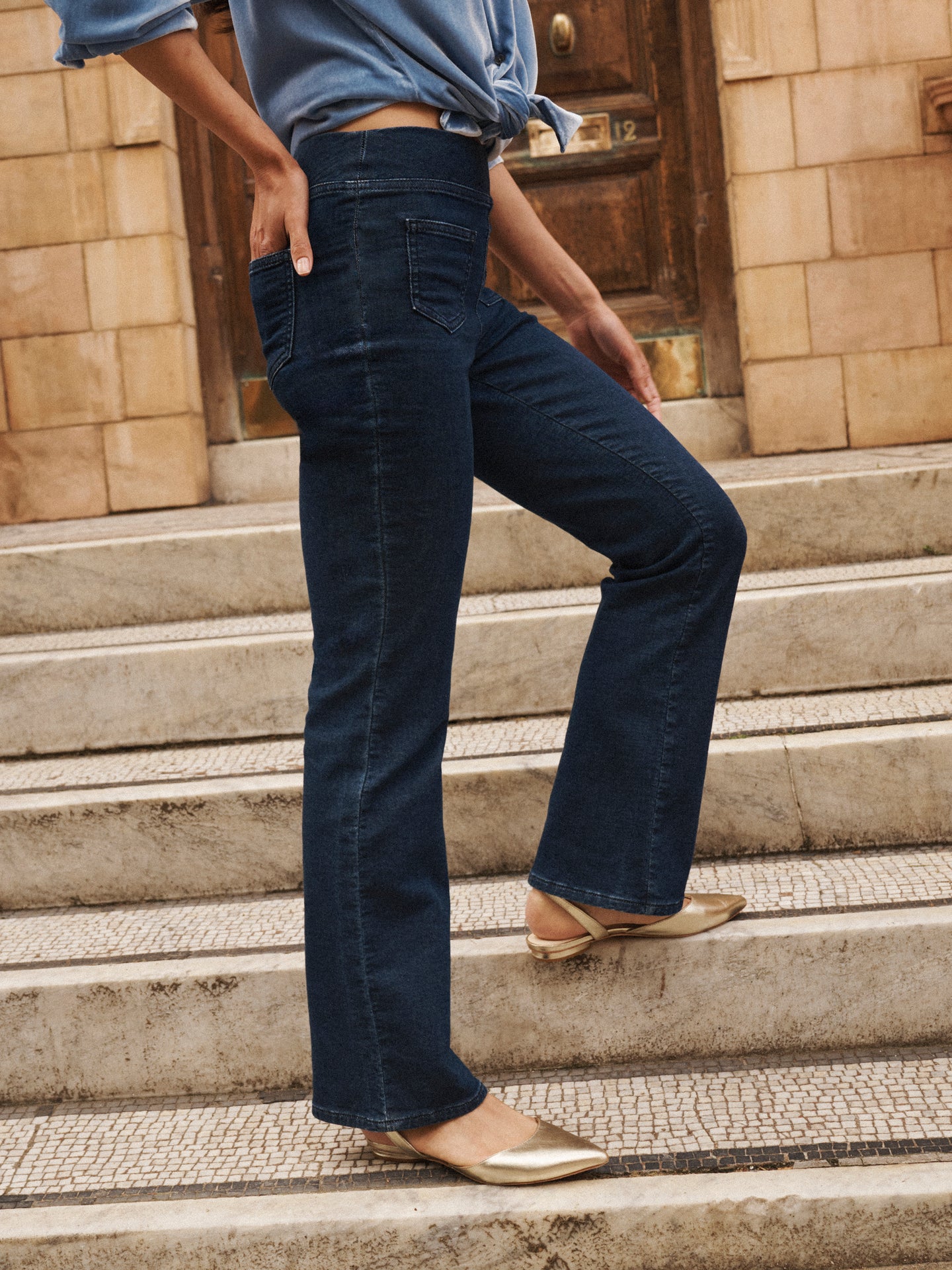 Ava denim pull on bootcut jean - Dark Wash