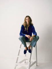 Chiara silk blend velvet shirt - Lapis Blue | NRBY Clothing