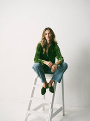 Chiara Silk Blend Velvet Shirt - Moss Green