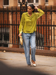 Chiara silk blend velvet shirt - Olive