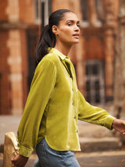 Chiara silk blend velvet shirt - Olive