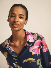 Chiara silk orchid print shirt