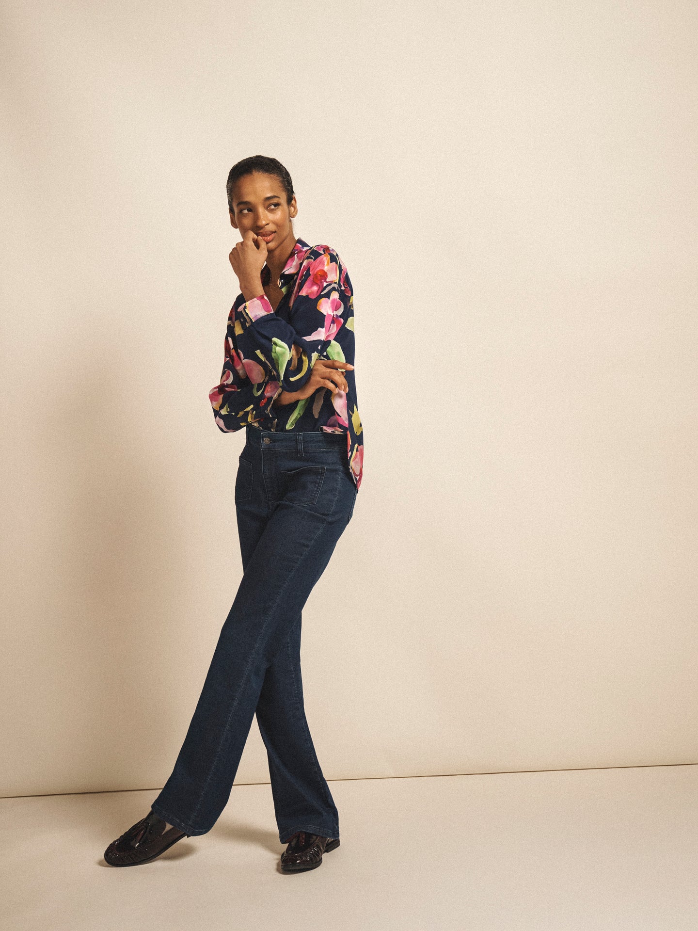 Chiara silk orchid print shirt