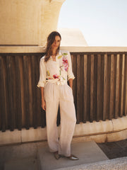 Chiara silk orchid print shirt - Oyster | NRBY Clothing