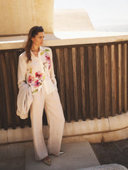 Chiara silk orchid print shirt - Oyster | NRBY Clothing
