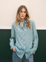 Chiara silk polka dot print shirt - Soft Sage | NRBY Clothing