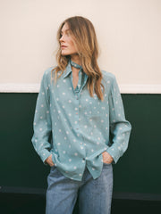 Chiara silk polka dot print shirt - Soft Sage | NRBY Clothing