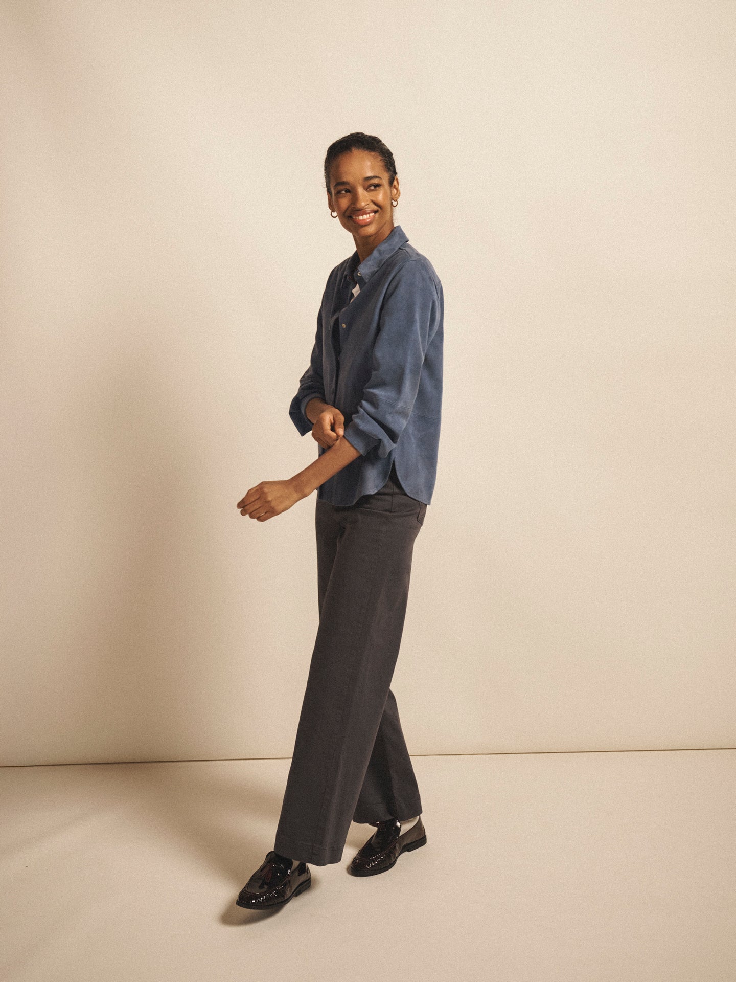 Chiara suede shirt - Denim Blue