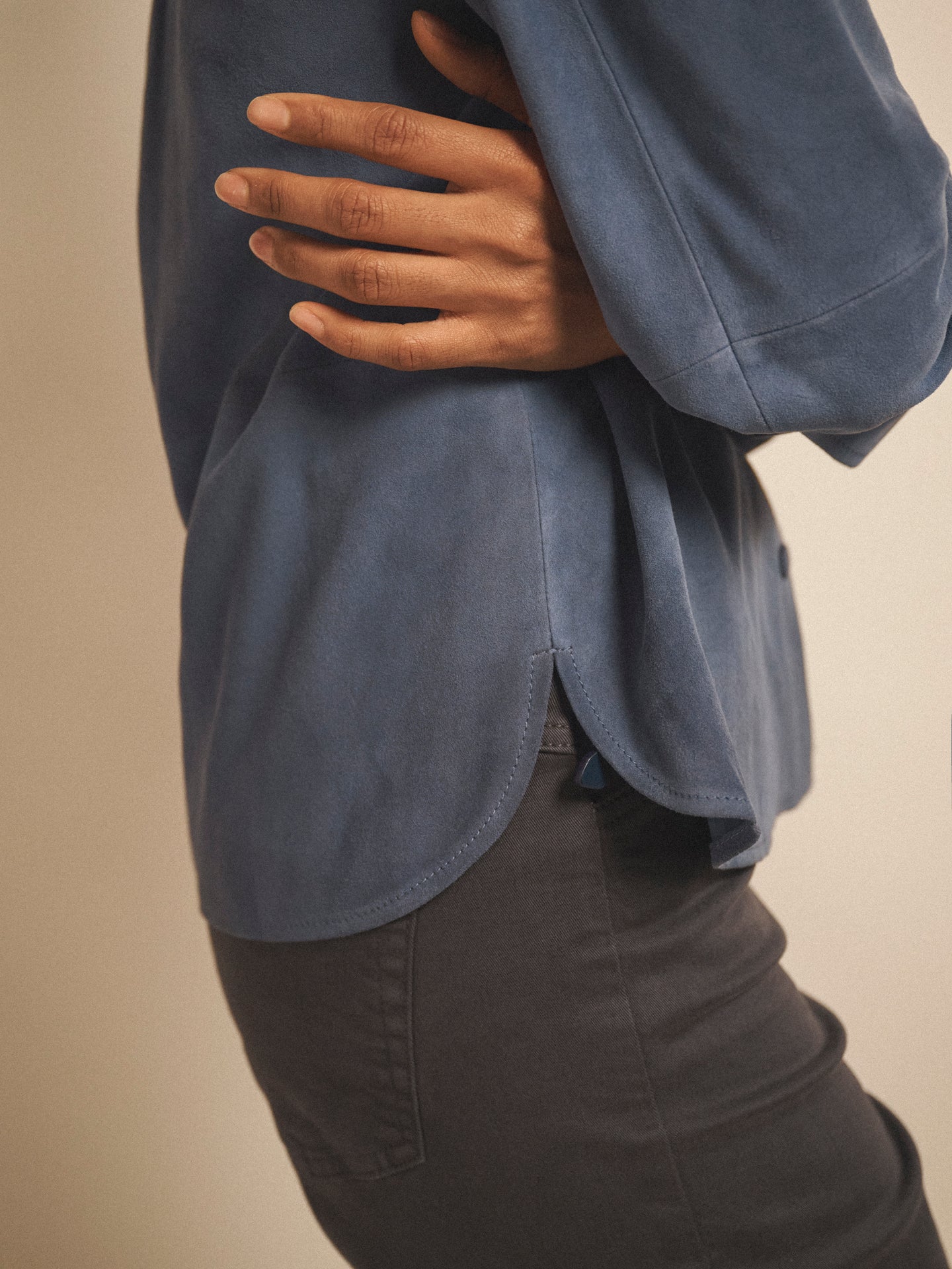 Chiara suede shirt - Denim Blue