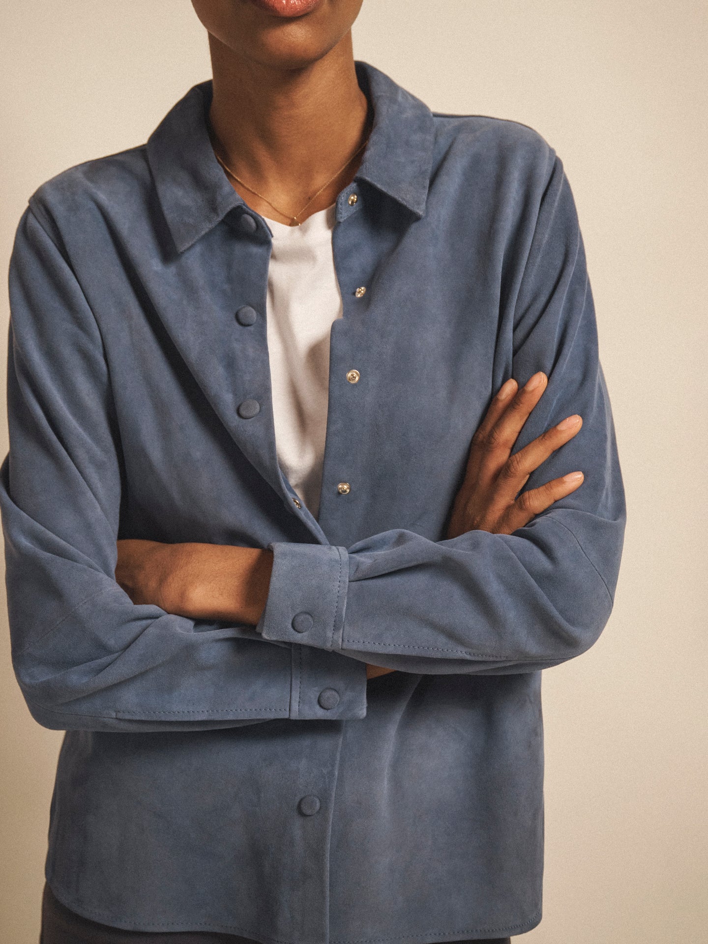 Chiara suede shirt - Denim Blue