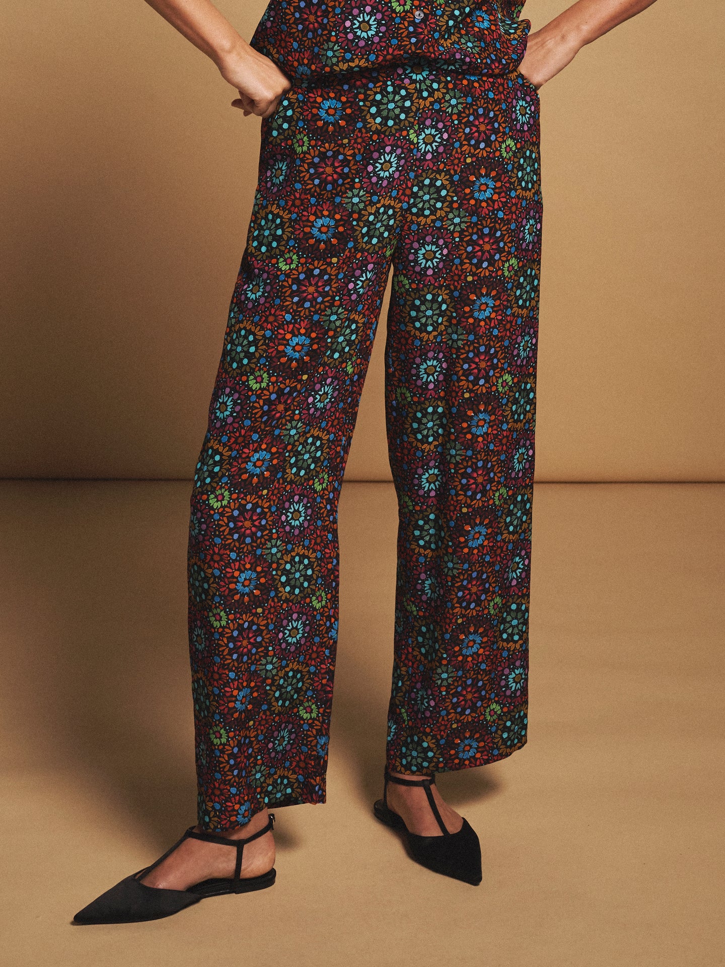Thea silk kaleidoscope trouser