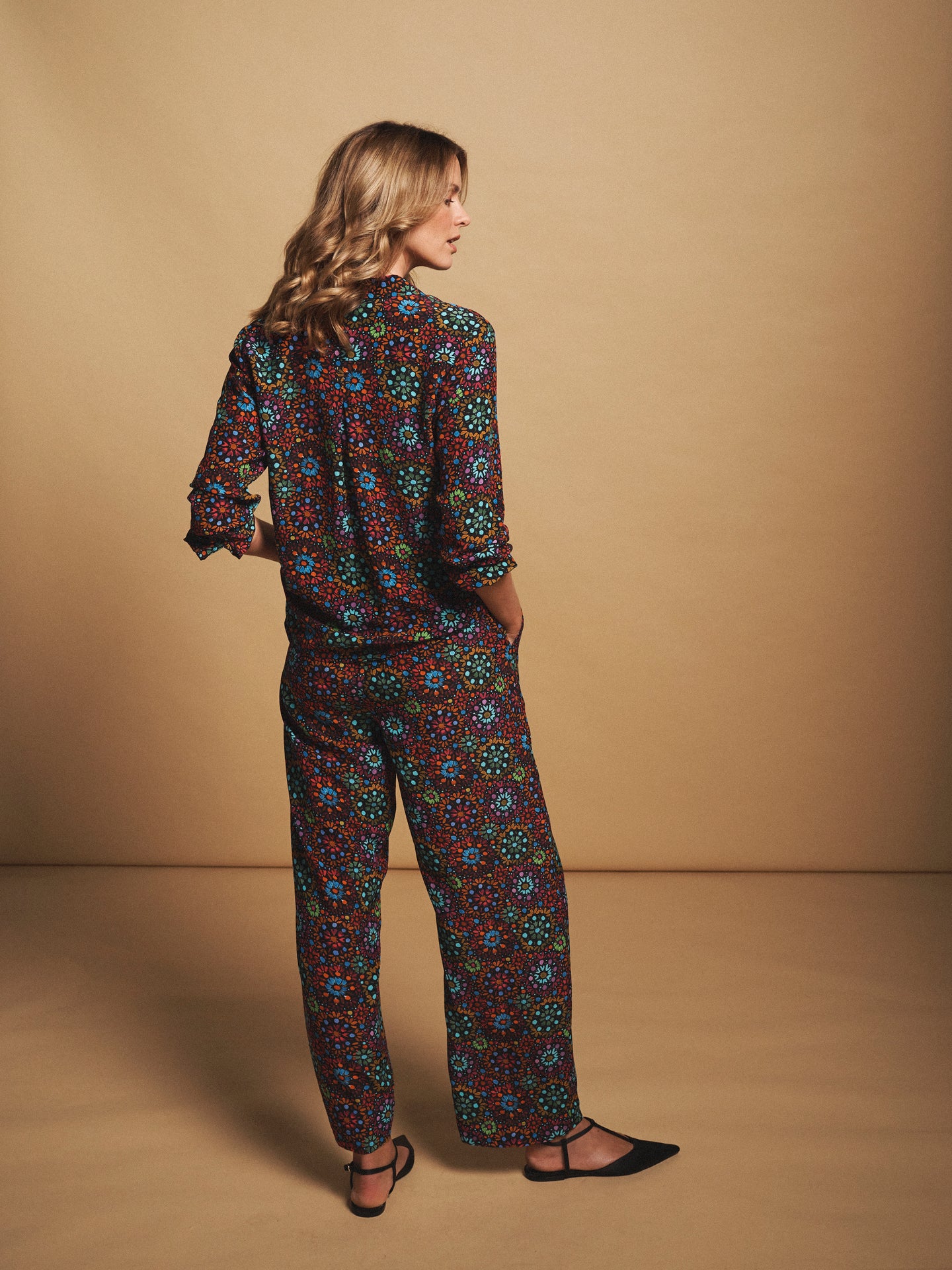Thea silk kaleidoscope trouser